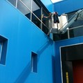 Glazing cleaning with lifting machinery
