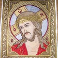 Gold embroidered icon of Christ