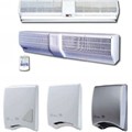 Air curtains of all types and hand dryers, wall-mounted