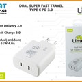 LIME DUAL SUPER FAST Travel Type C 61W - PD 3.0 - QC 3.0