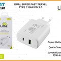 LIME DUAL SUPER FAST Travel Type C 75W - PD 3.0 - QC 3.0