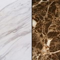 Greek Marbles (Volakas, Dionysos, Thassos), International Marbles (Emperador, Carrara, Calacatta, Nero Marquina)