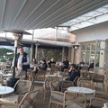 Pergolas with TenCate awnings at a café, in Pyrgos