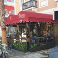 Awnings at the BELAIR café, in Amaliada