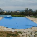 Winter blue pool cover