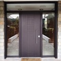 Πόρτα laminate - εισόδου πολυκατοικίας με 2 σταθερά & φεγγίτη