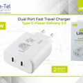 Lime Dual Port Fast Travel Charger - 61w - Pd3.0 - Type C