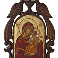 Βυζαντινή εικόνα, ζωγραφισμένη σε ξύλο, σκαλισμένη στο χέρι