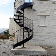 Outdoor stairs with Inox-type banister rails