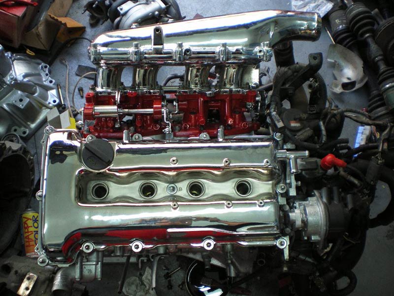 Chromium plated engine parts