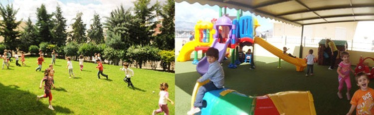 Large playgrounds and gardens