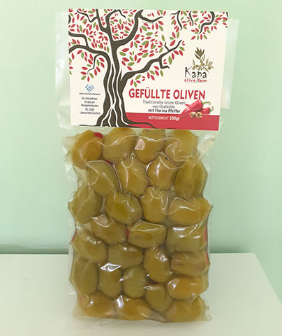 Pitted olives with Florinis peppers