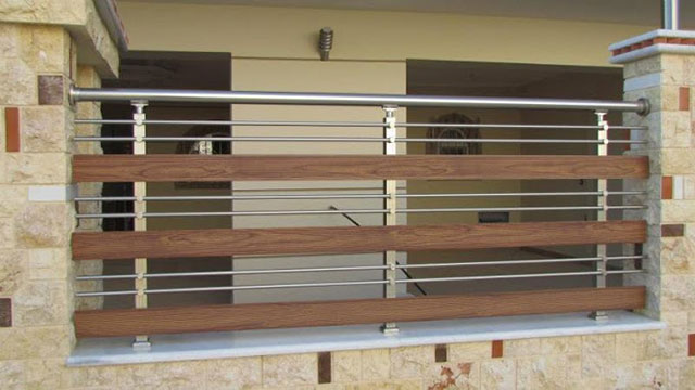 Κάγκελα Inox, συνδυασμός με Ξύλο