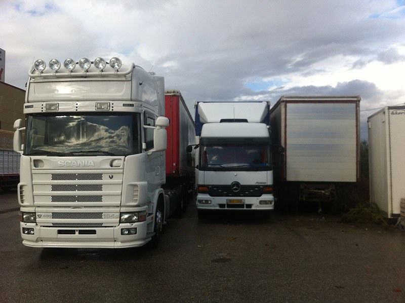 Fleet of removal trucks