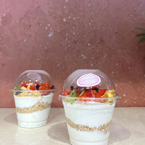 Yogurt with Oats, Cranberries and Fresh Seasonal Fruits