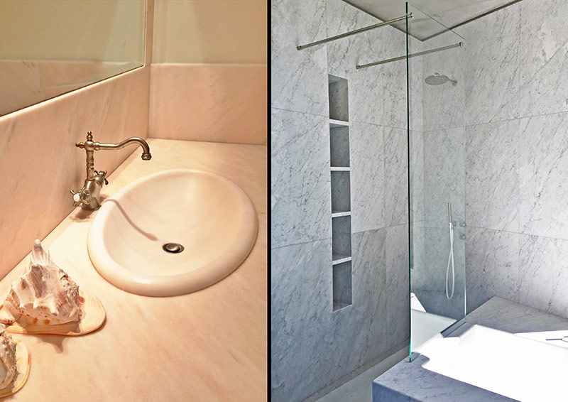 Bathroom Countertops from Marble, Granite, Quartz (Caesarstone, Silestone, Hanstone, Quarella, GlowStone), Ceramic