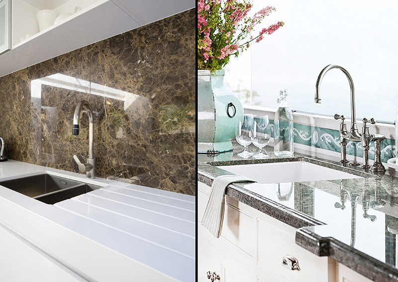 Kitchen countertops - Islands made of Marble, Granite, Quartz (Caesarstone, Silestone, Hanstone, Quarella), Ceramic