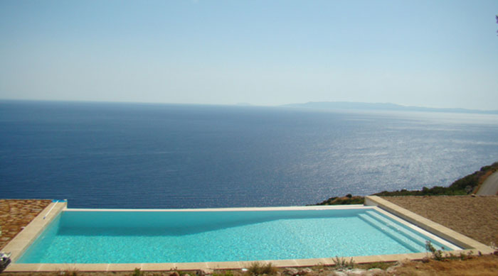 Infinity pool, white mosaic tiling