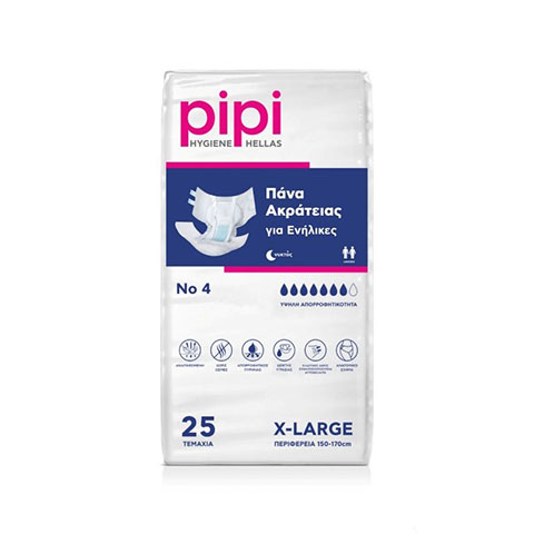 Ανοιχτές Πάνες Ακράτειας Ενηλίκων pipi® XLarge, 25 Τεμάχια
