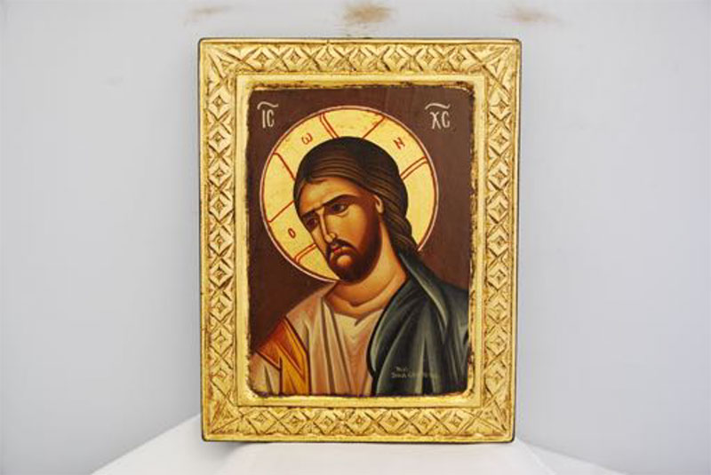 Βυζαντινή εικόνα, ζωγραφισμένη σε ξύλο, σκαλισμένη στο χέρι